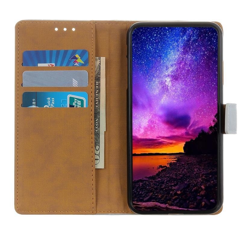 Stand PU kožené peněženkové pouzdro na mobil Samsung Galaxy A12/M12 - stříbrné
