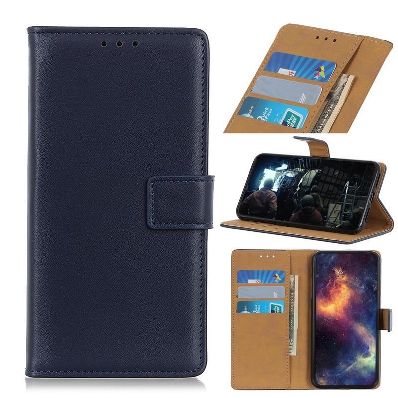 Stand PU kožené peněženkové pouzdro na mobil Samsung Galaxy A20s - modré