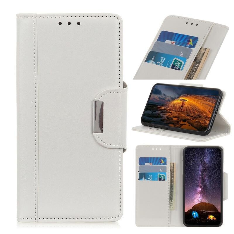 Stand PU kožené peněženkové pouzdro na mobil Samsung Galaxy A72 5G - bílé