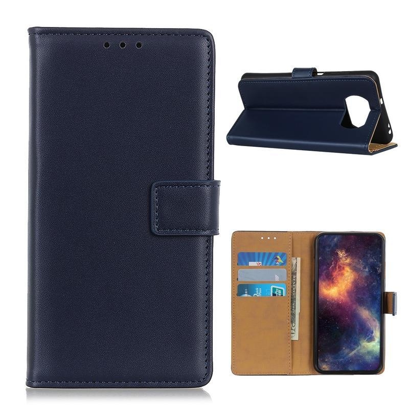 Stand PU kožené peněženkové pouzdro na mobil Xiaomi Poco X3/X3 Pro - modré
