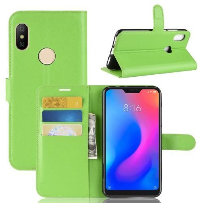 Stand PU kožené peněženkové pouzdro na mobil Xiaomi Redmi Note 6 Pro - zelené