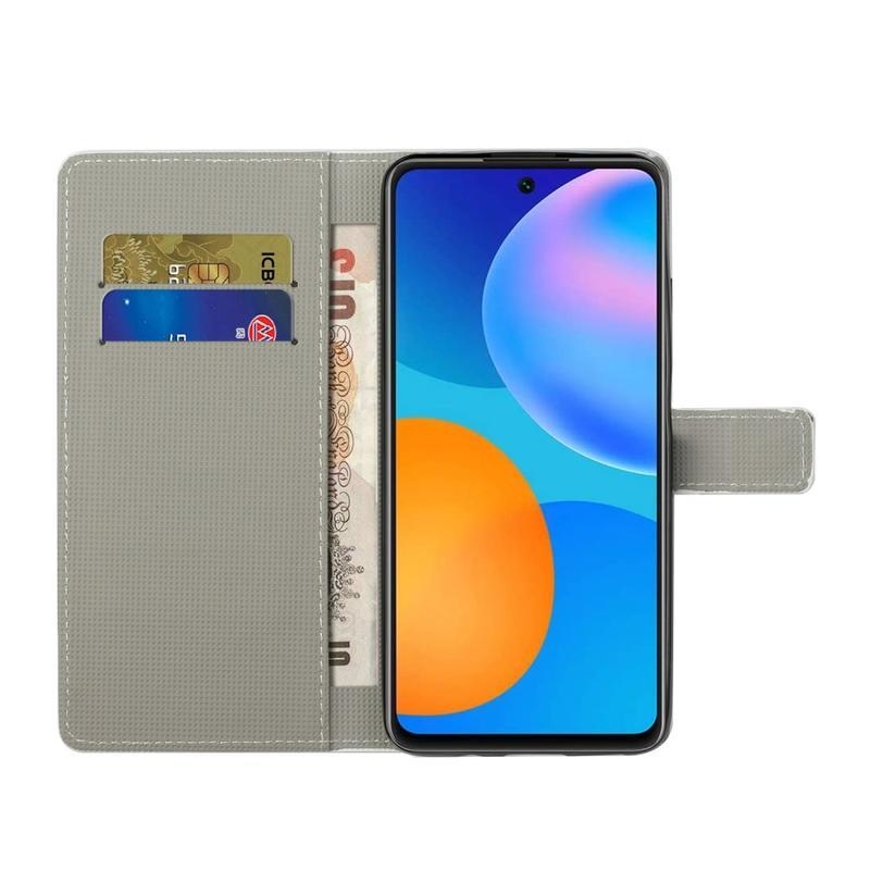 Stand PU kožené peněženkové pouzdro pro mobil Honor 10X Lite - motýli a kruhy