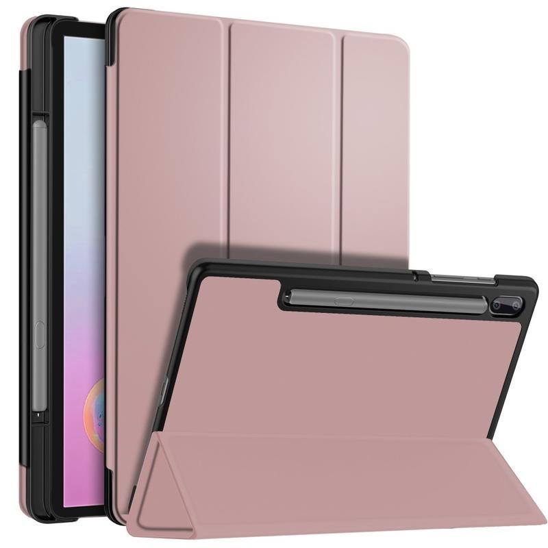 Stand PU kožené polohovatelné pouzdro na tablet Samsung Galaxy Tab S6 T860/T865 - růžovozlaté