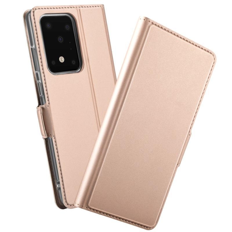 Stand PU kožené pouzdro na mobil Samsung Galaxy S20 Ultra - růžovozlaté