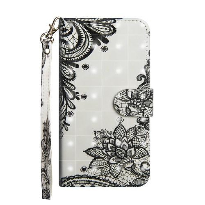 Style PU kožené peněženkové pouzdro na mobil Honor 20 Lite/Honor 20e - krajková květina
