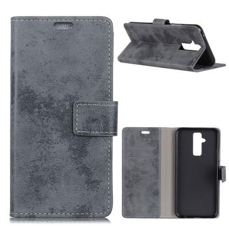 Style PU kožené peněženkové pouzdro na mobil Huawei Mate 20 Lite - šedé