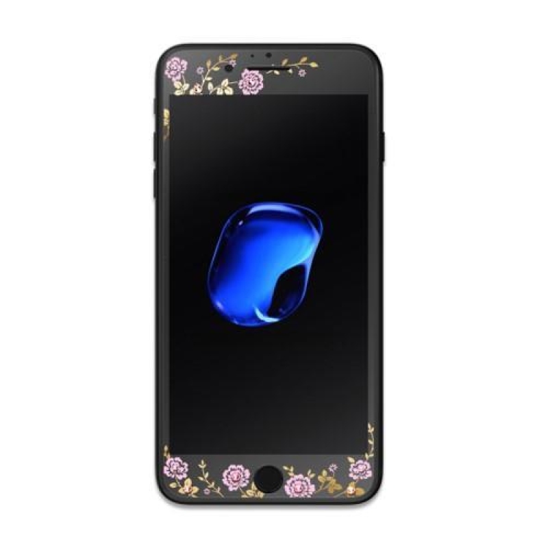 Swarovski decor celoplošné tvrzené sklo se zdobením na iPhone 6 Plus a 6s Plus - černé