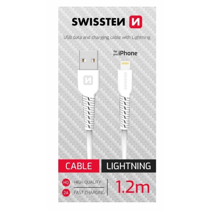 Swissten datový kabel USB/Lightning 1,2 m - bílý