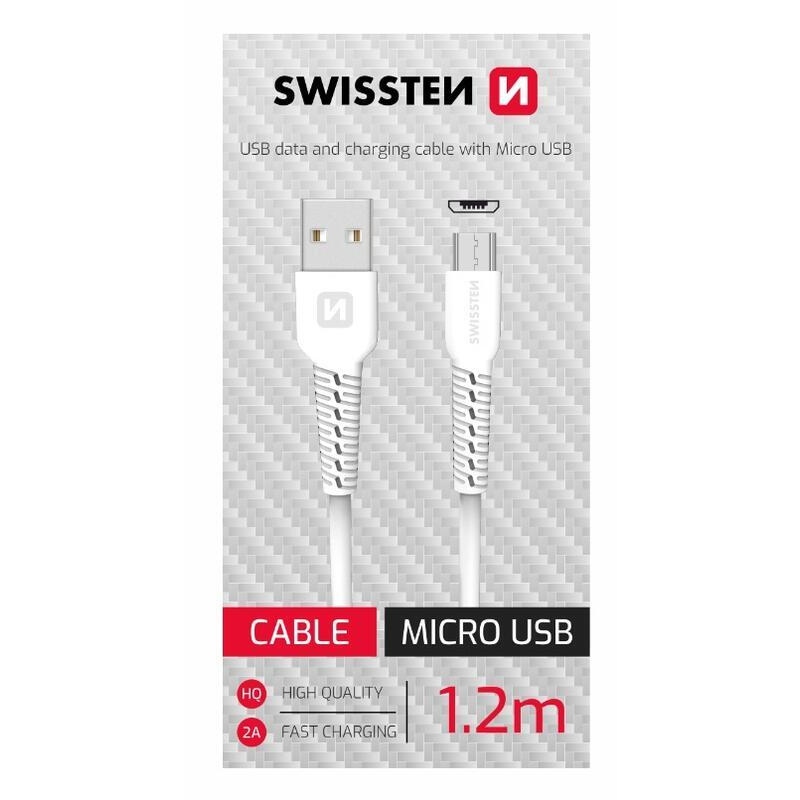 Swissten datový kabel USB/micro USB 1,2 m - bílý