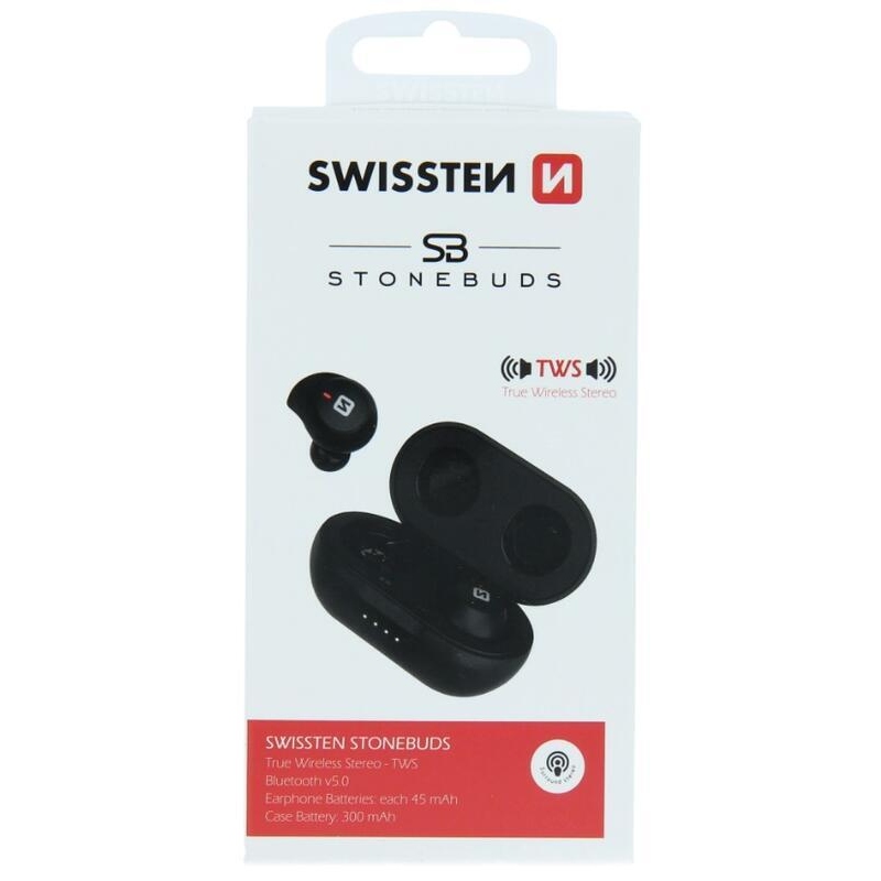 Swissten Stonebuds TWS Bluetooth sluchátka - černá