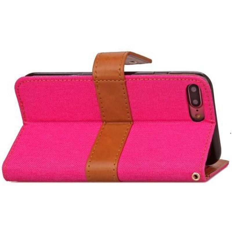 TexaCloth PU kožené/textilní pouzdro na iPhone 7 Plus a iPhone 8 Plus - rose