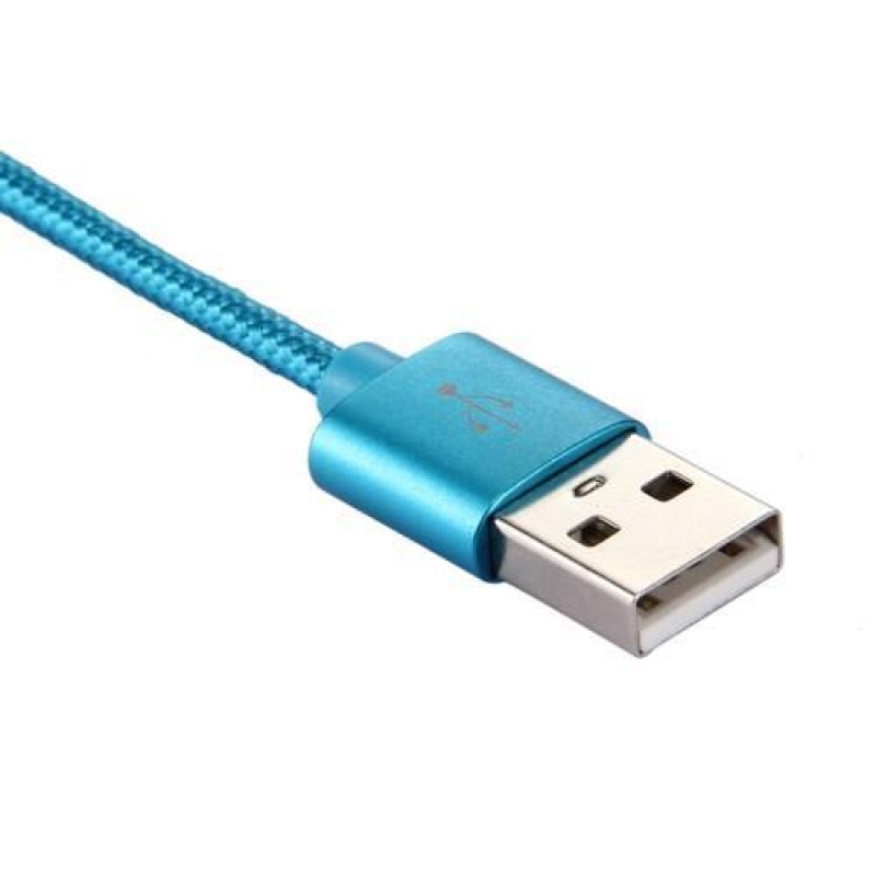 Texture tkaný micro USB Typ-C kabel pro synchronizaci a nabíjení / 3m - modrý