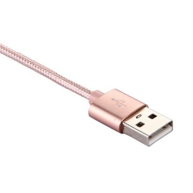 Texture tkaný micro USB Typ-C kabel pro synchronizaci a nabíjení / 3m - růžovozlatý