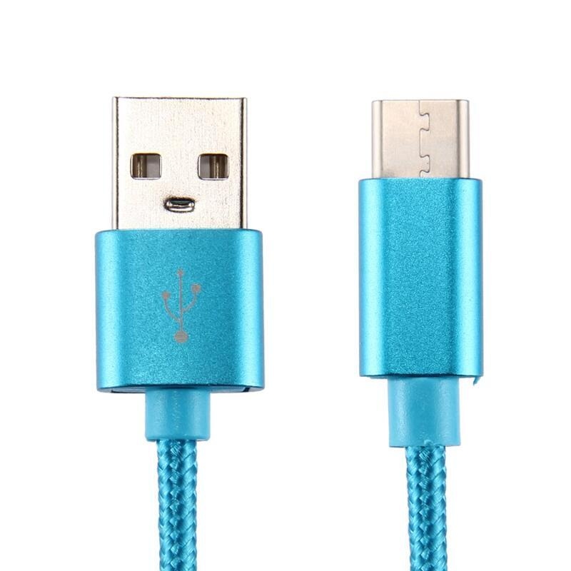 Texture tkaný micro USB Type-C kabel na nabíjení a synchronizaci / 1m - modrý