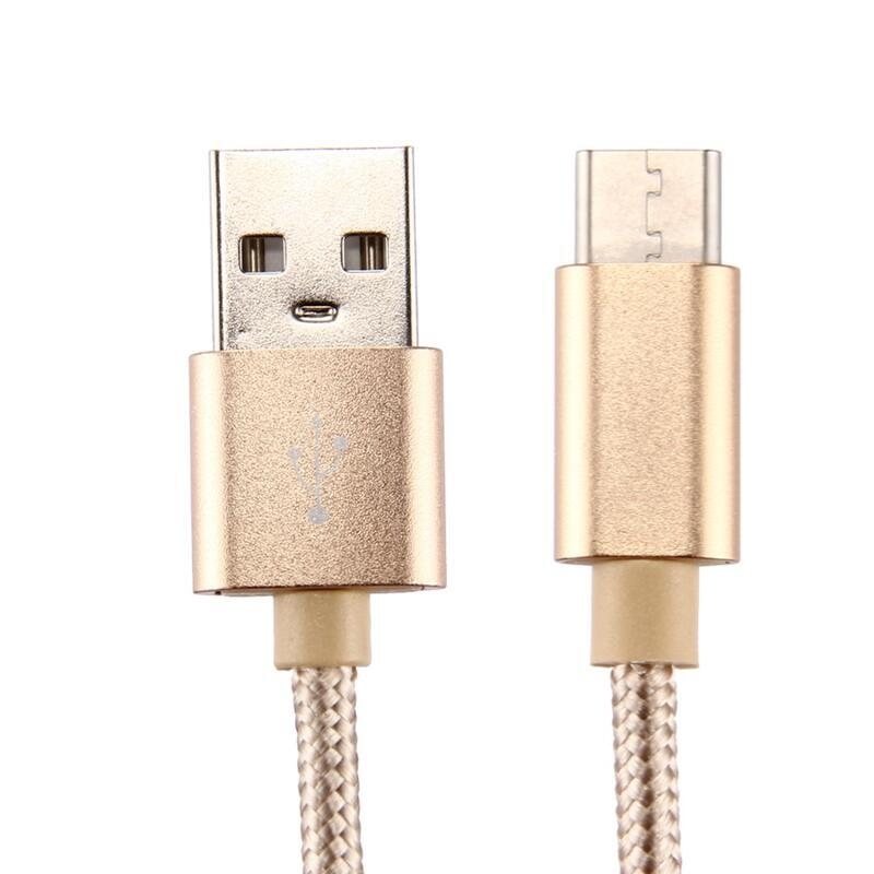 Texture tkaný micro USB Type-C kabel na nabíjení a synchronizaci / 1m - zlatý