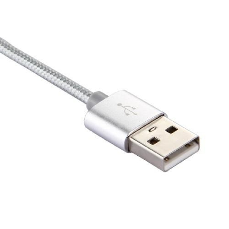 Texture tkaný micro USB Type-c kabel pro nabíjení a synchronizaci / 2m - stříbrný