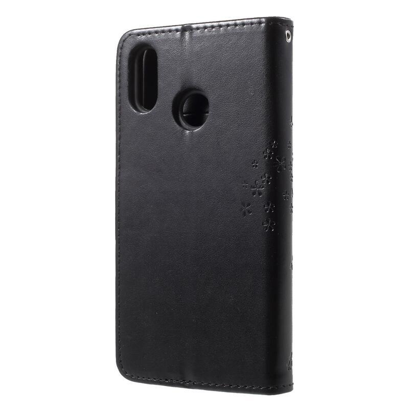 Tree PU kožené peněženkové pouzdro na mobil Huawei P20 Lite - černé