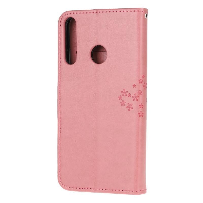 Tree PU kožené peněženkové pouzdro na mobil Huawei P40 Lite E - růžové