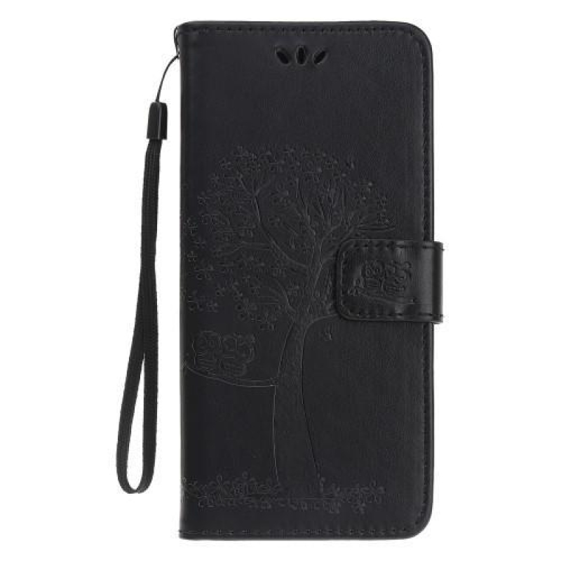 Tree PU kožené peněženkové pouzdro na mobil Nokia 4.2 - černé