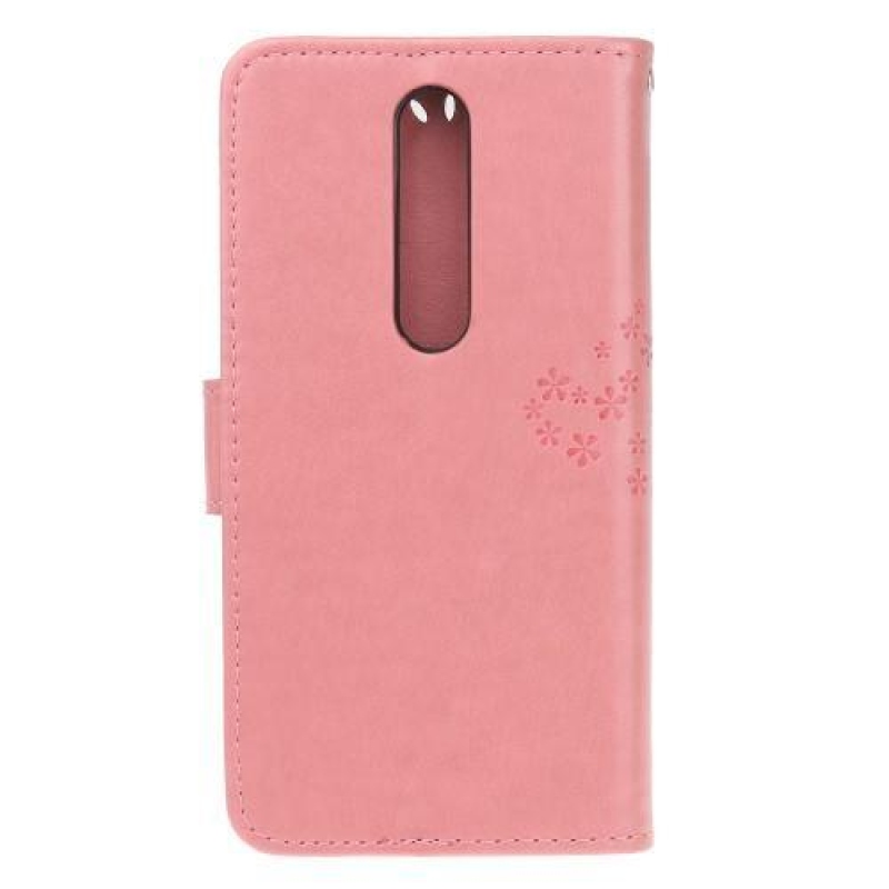 Tree PU kožené peněženkové pouzdro na mobil Nokia 4.2 - růžové