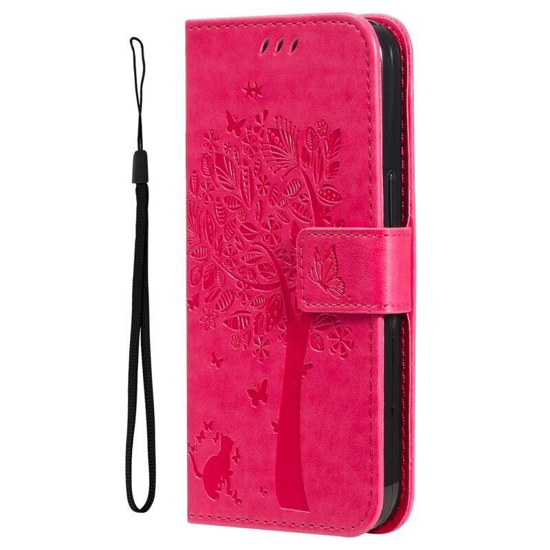 Tree PU kožené peněženkové pouzdro na mobil Samsung Galaxy A03 - rose