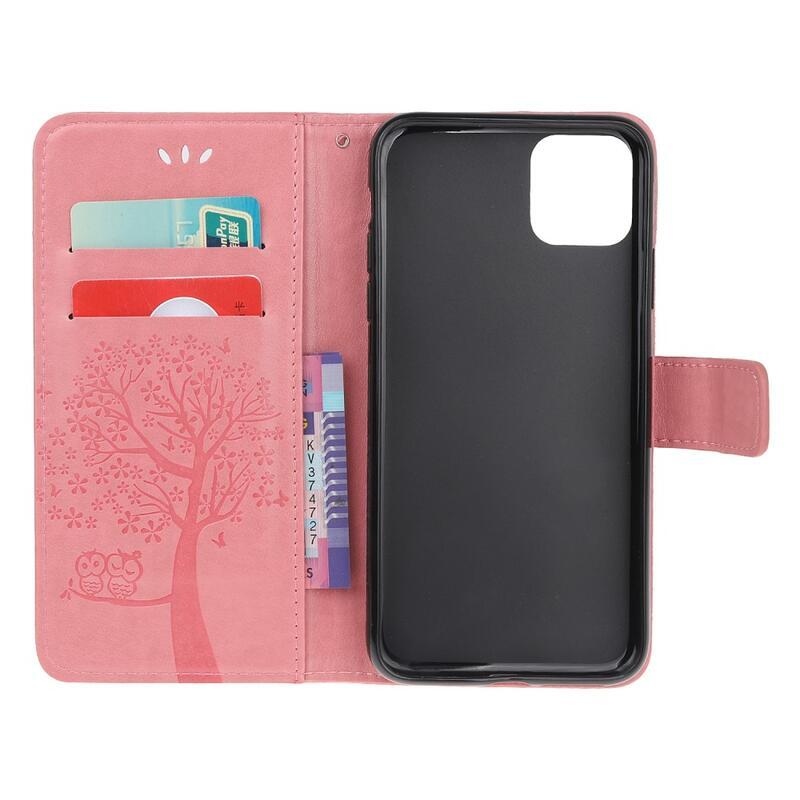 Tree PU kožené peněženkové pouzdro na mobil Samsung Galaxy A22 5G - růžové
