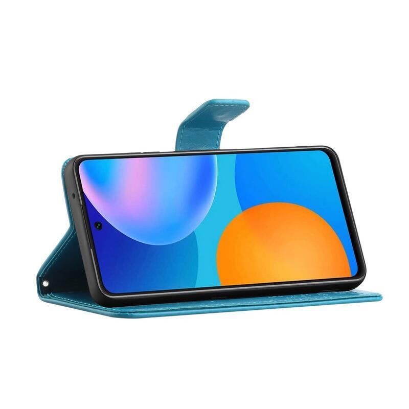Tree PU kožené peněženkové pouzdro na mobil Samsung Galaxy A32 4G - modré