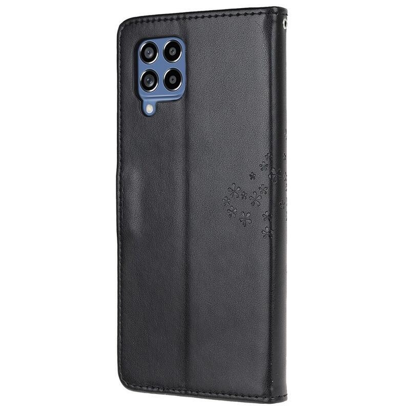 Tree PU kožené peněženkové pouzdro na mobil Samsung Galaxy M53 5G - černé