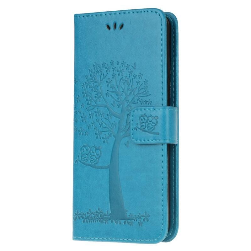 Tree PU kožené peněženkové pouzdro na mobil Samsung Galaxy M53 5G - modré