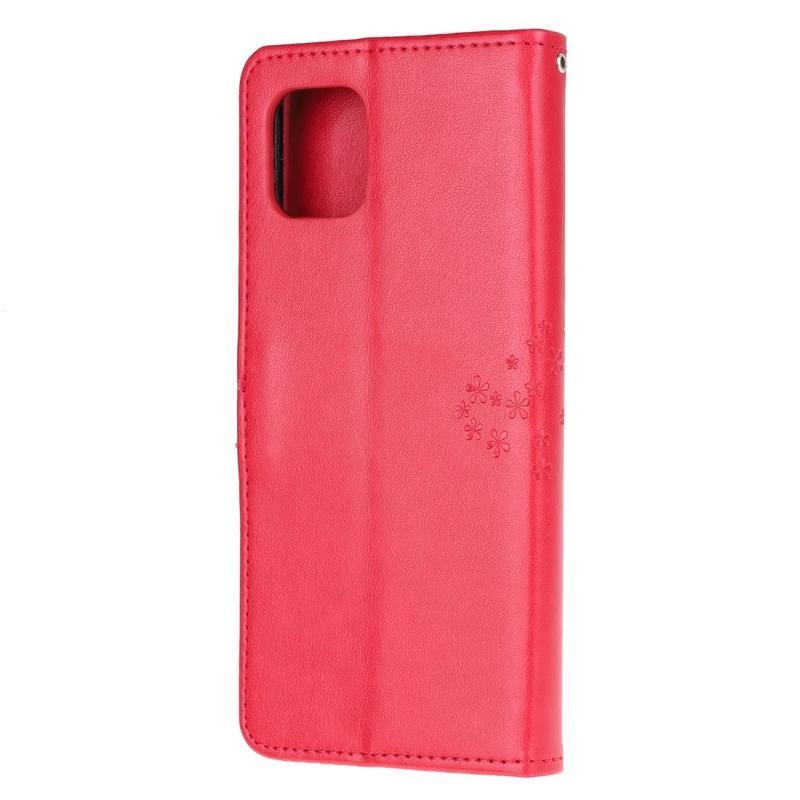 Tree PU kožené peněženkové pouzdro na mobil Samsung Galaxy Note 10 Lite - červené