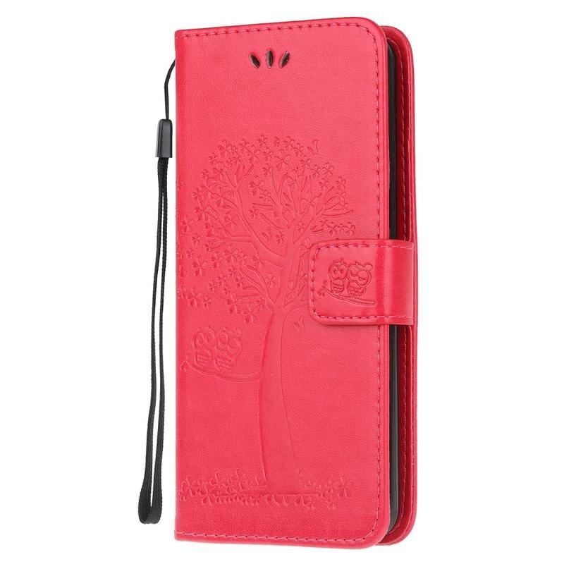 Tree PU kožené peněženkové pouzdro na mobil Samsung Galaxy Note 20/Note 20 5G - červené