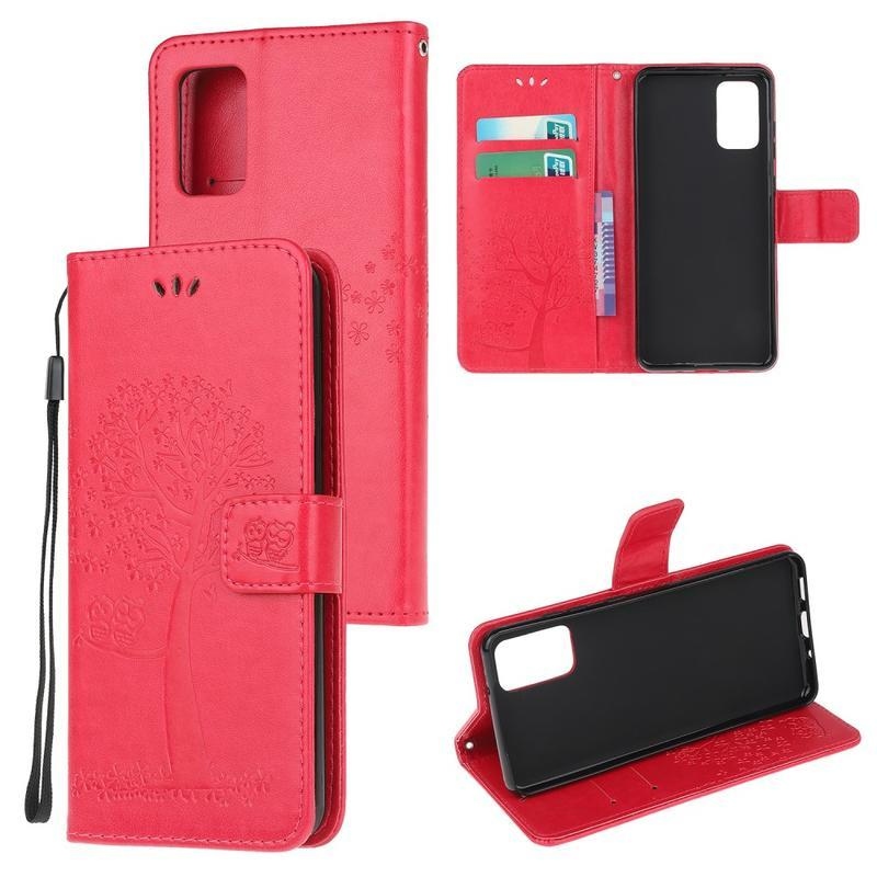 Tree PU kožené peněženkové pouzdro na mobil Samsung Galaxy Note 20/Note 20 5G - červené