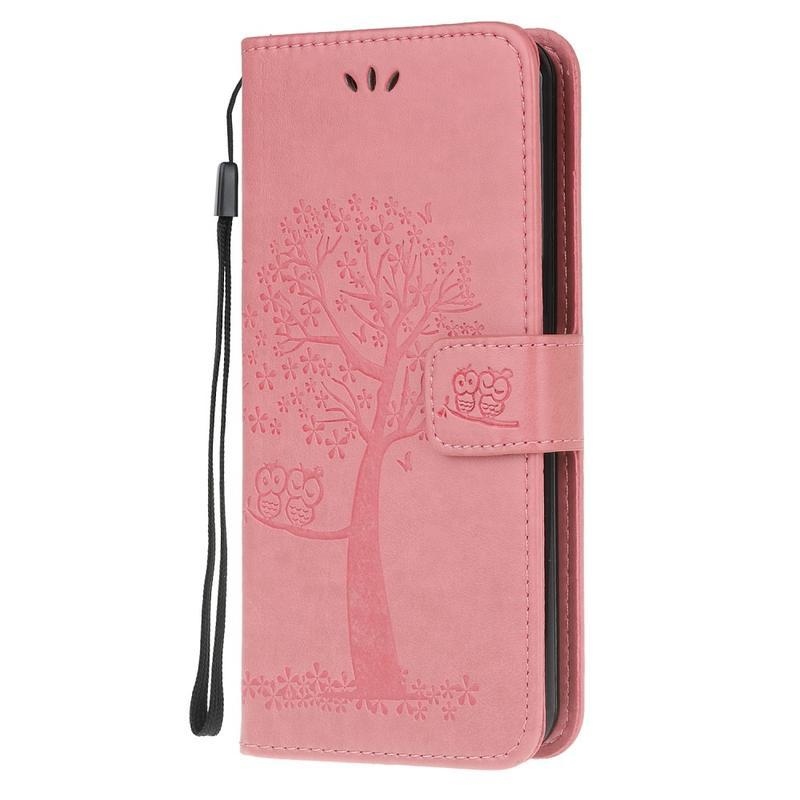 Tree PU kožené peněženkové pouzdro na mobil Samsung Galaxy Note 20/Note 20 5G - růžové
