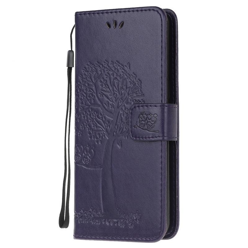 Tree PU kožené peněženkové pouzdro na mobil Samsung Galaxy Note 20/Note 20 5G - tmavěfialové