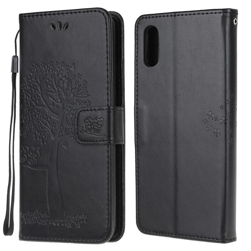 Tree PU kožené peněženkové pouzdro na mobil Samsung Galaxy Xcover 5 - černé