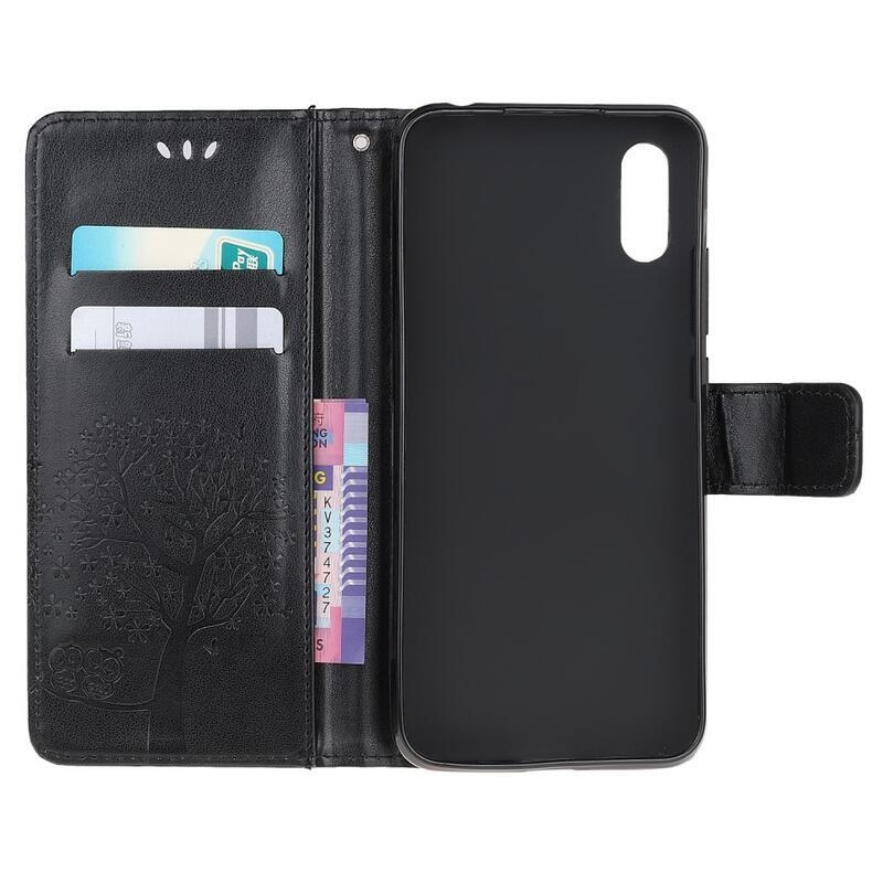Tree PU kožené peněženkové pouzdro na mobil Samsung Galaxy Xcover 5 - černé