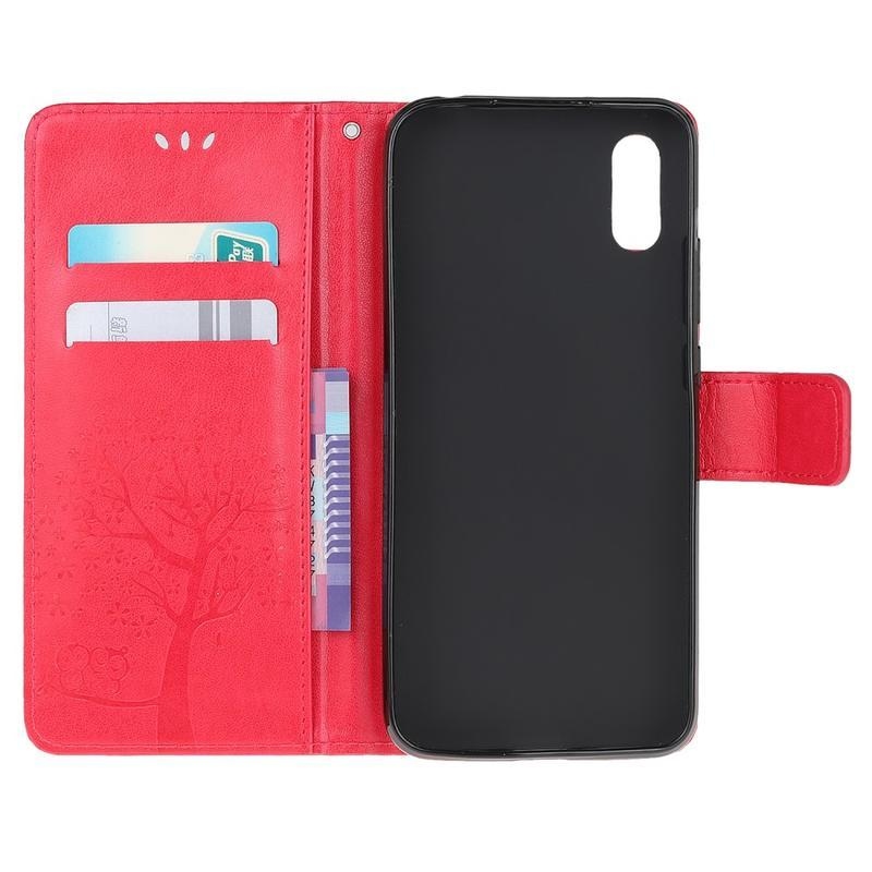 Tree PU kožené peněženkové pouzdro na mobil Xiaomi Redmi 9A/9AT - červené