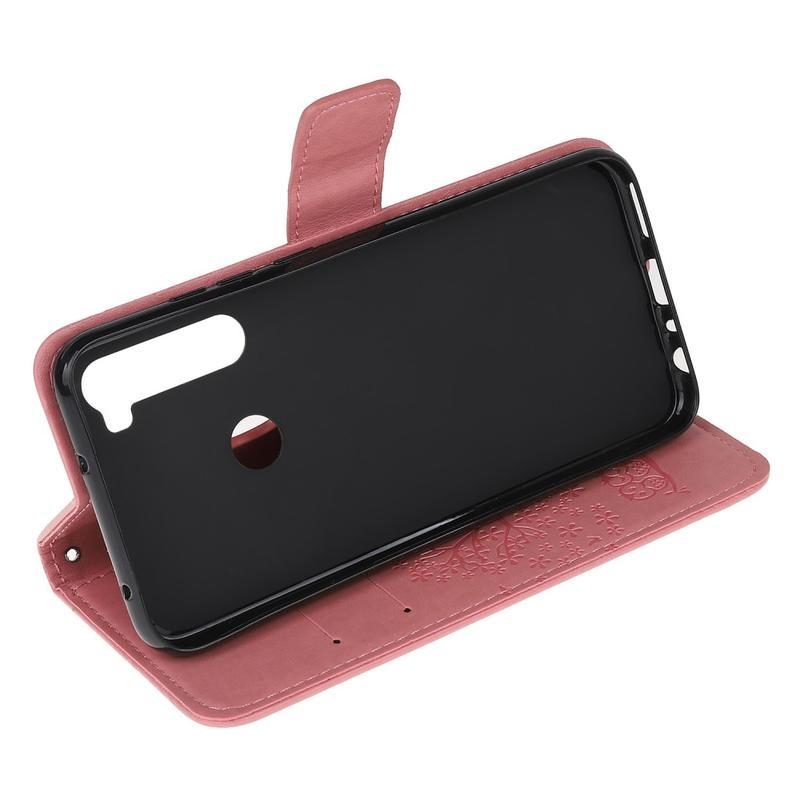 Tree PU kožené peněženkové pouzdro na mobil Xiaomi Redmi Note 8T - růžové