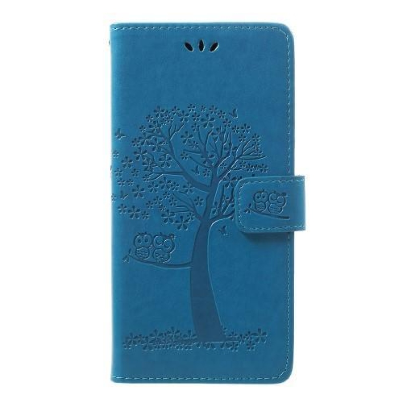 Tree PU kožené peněženkové pouzdro pro Samsung Galaxy A70 - modré