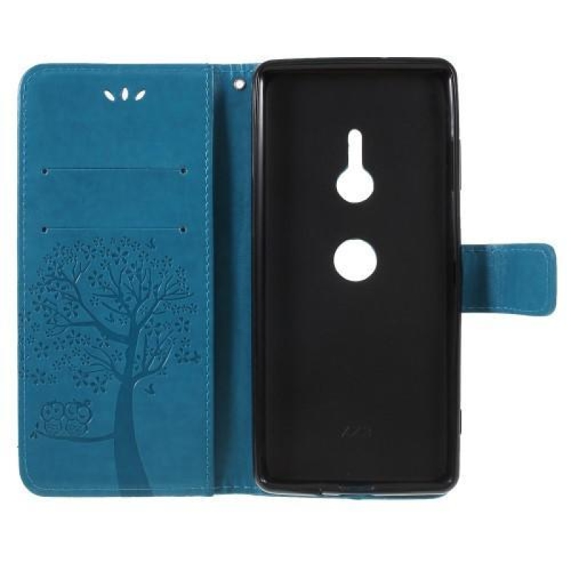 Tree PU kožené peněženkové pouzdro pro Sony Xperia XZ3 - modré