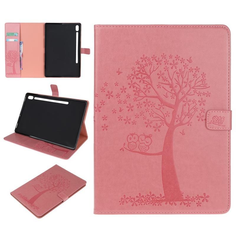 Tree PU kožené pouzdro pro tablet Samsung Galaxy Tab S6 T860/T865 - růžové