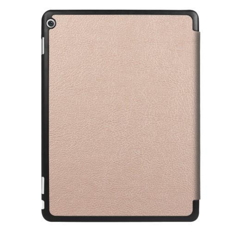 Trifold polohovatelné PU kožené pouzdro na Huawei MediaPad M3 Lite 10 - zlatorůžové