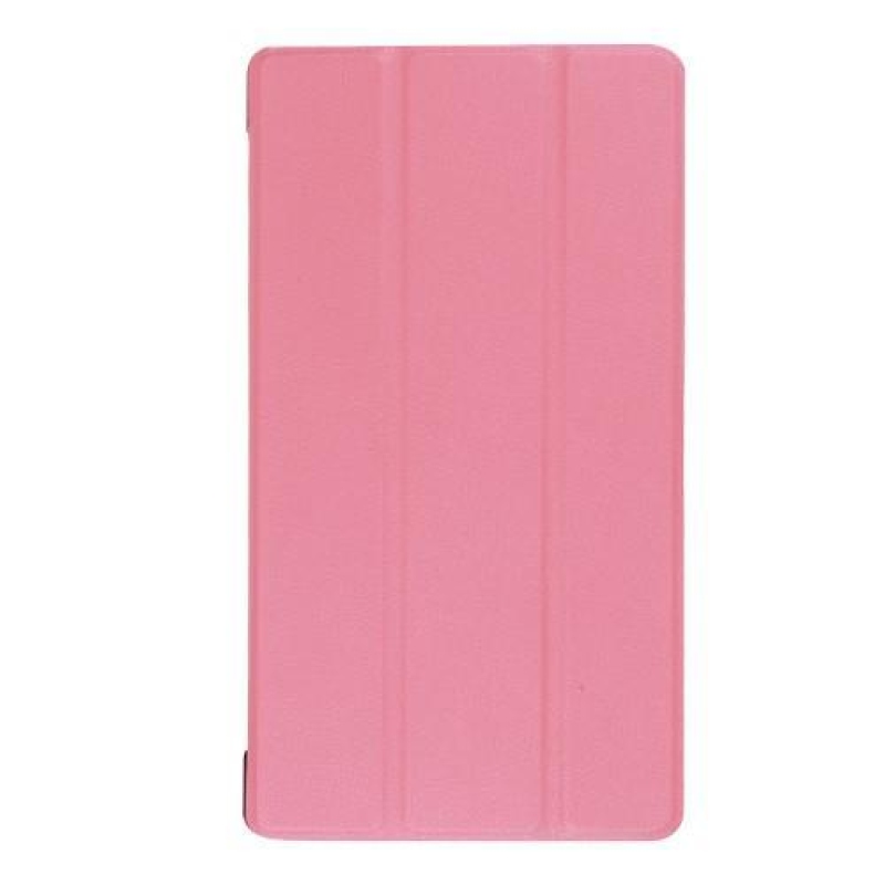 Trifold polohovatelné PU kožené pouzdro na Lenovo Tab 7 Essential (2017) - růžové