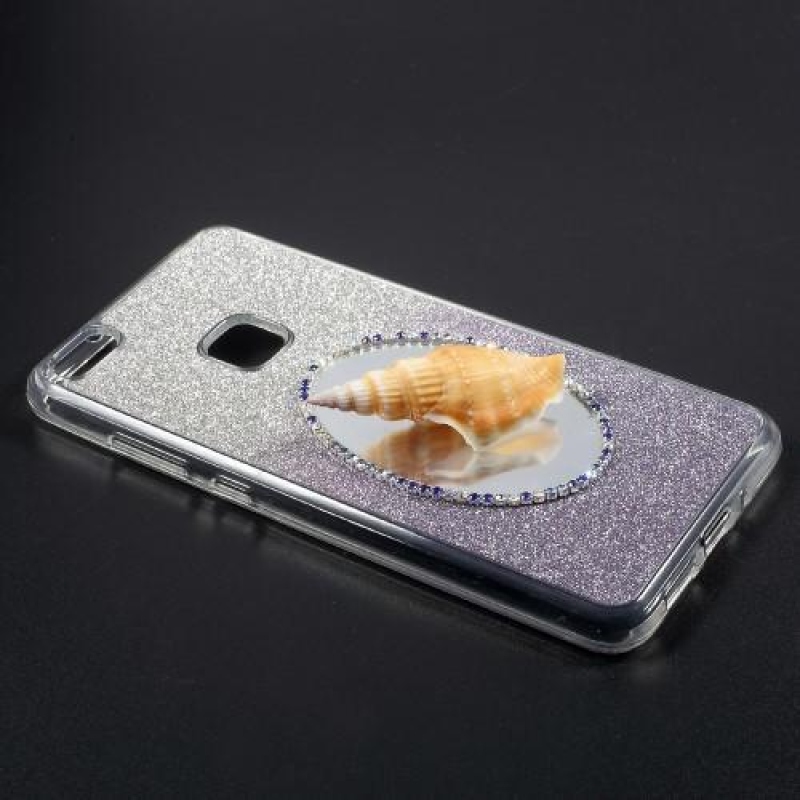 Třpytkový gelový obal na mobil se zrcátkem na Huawei P10 Lite - fialový