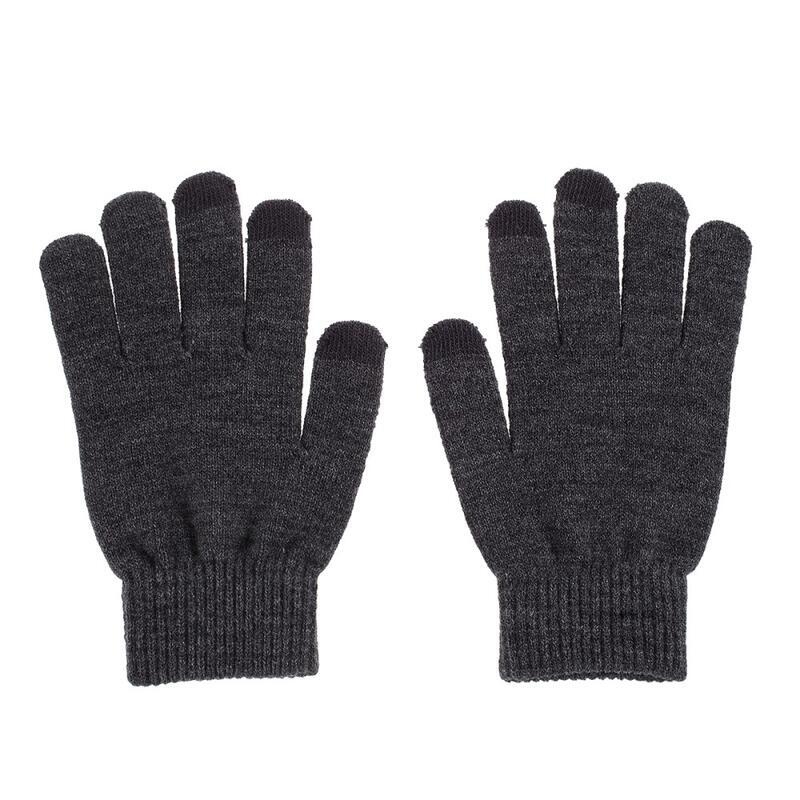 Univerzální dotykové zimní rukavice na mobil - tmavěšedé