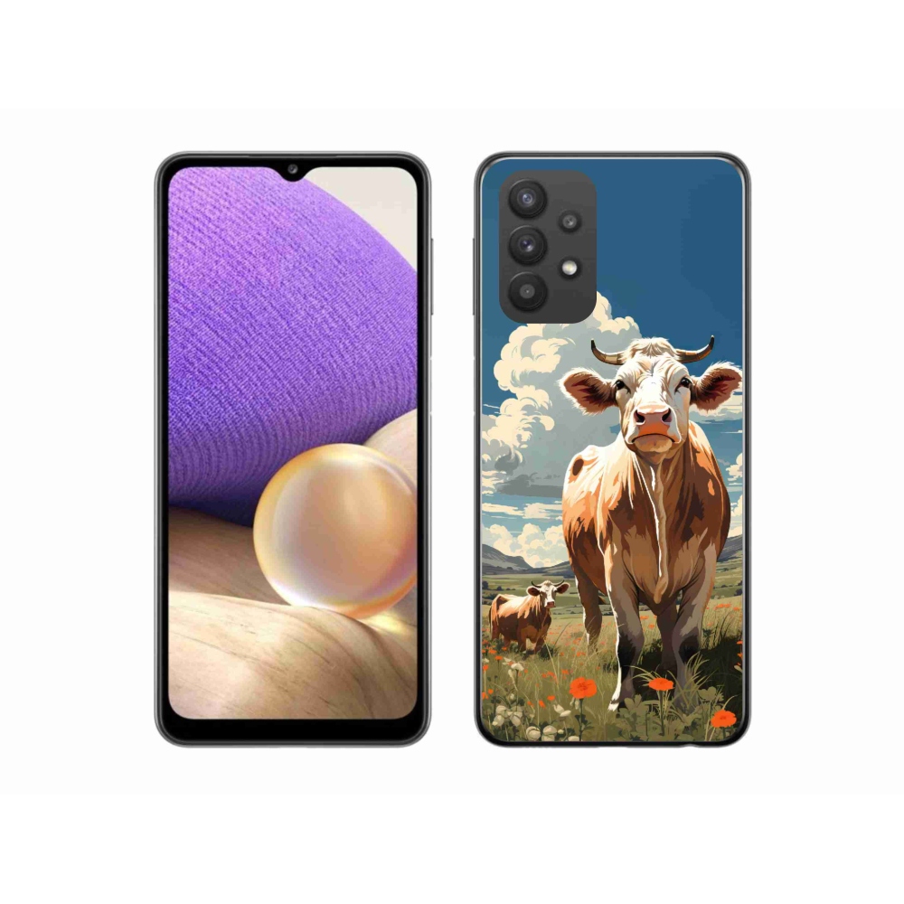 Gelový kryt mmCase na Samsung Galaxy A32 5G - krávy na louce