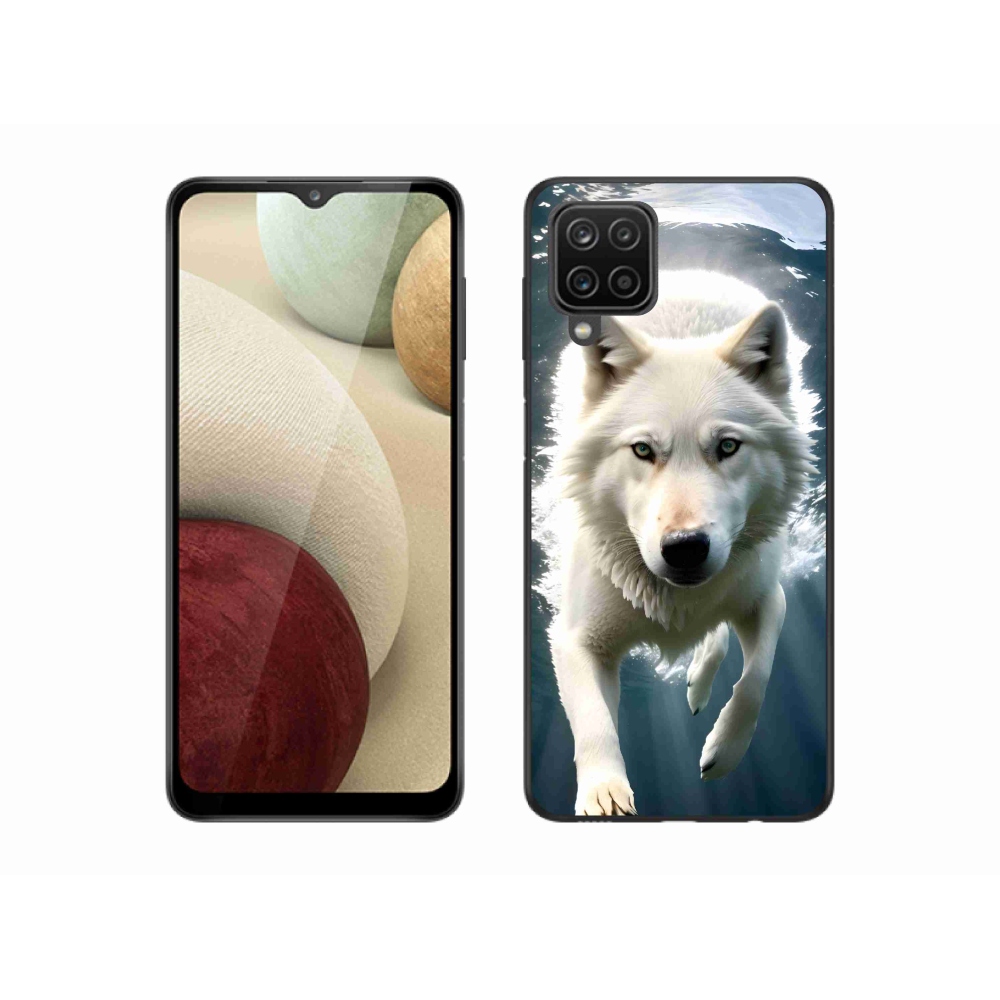 Gelový kryt mmCase na Samsung Galaxy A12 - bílý vlk