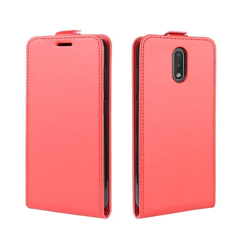 Vertical PU kožené flipové pouzdro na mobil Nokia 2.3 - červené