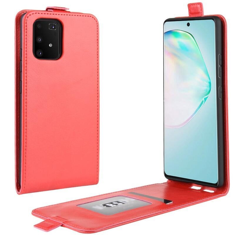 Vertical PU kožené flipové pouzdro na mobil Samsung Galaxy S10 Lite - červené
