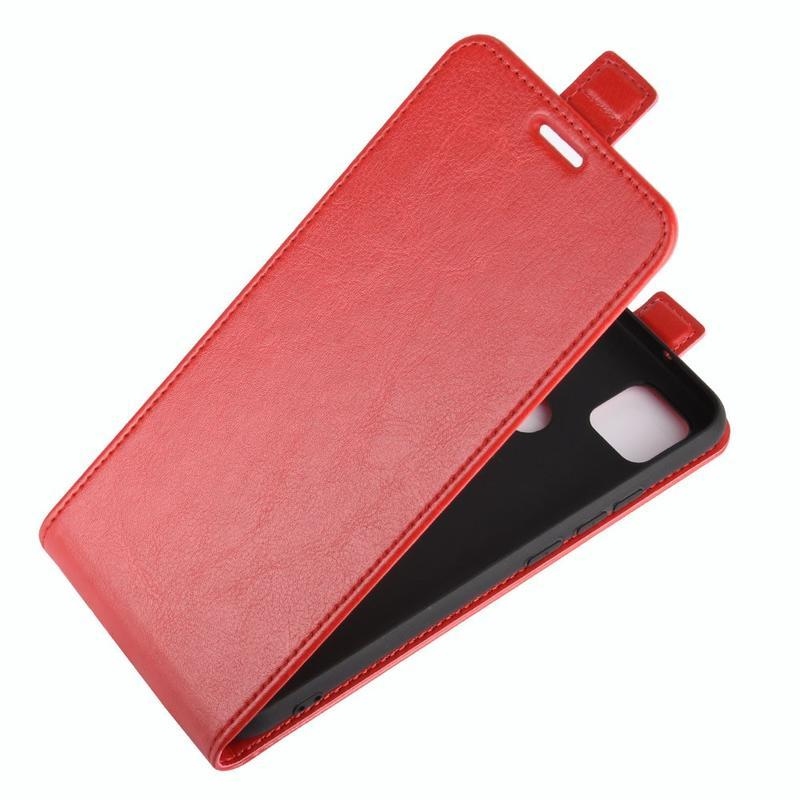 Vertical PU kožené flipové pouzdro na mobil Xiaomi Redmi 9C - červené